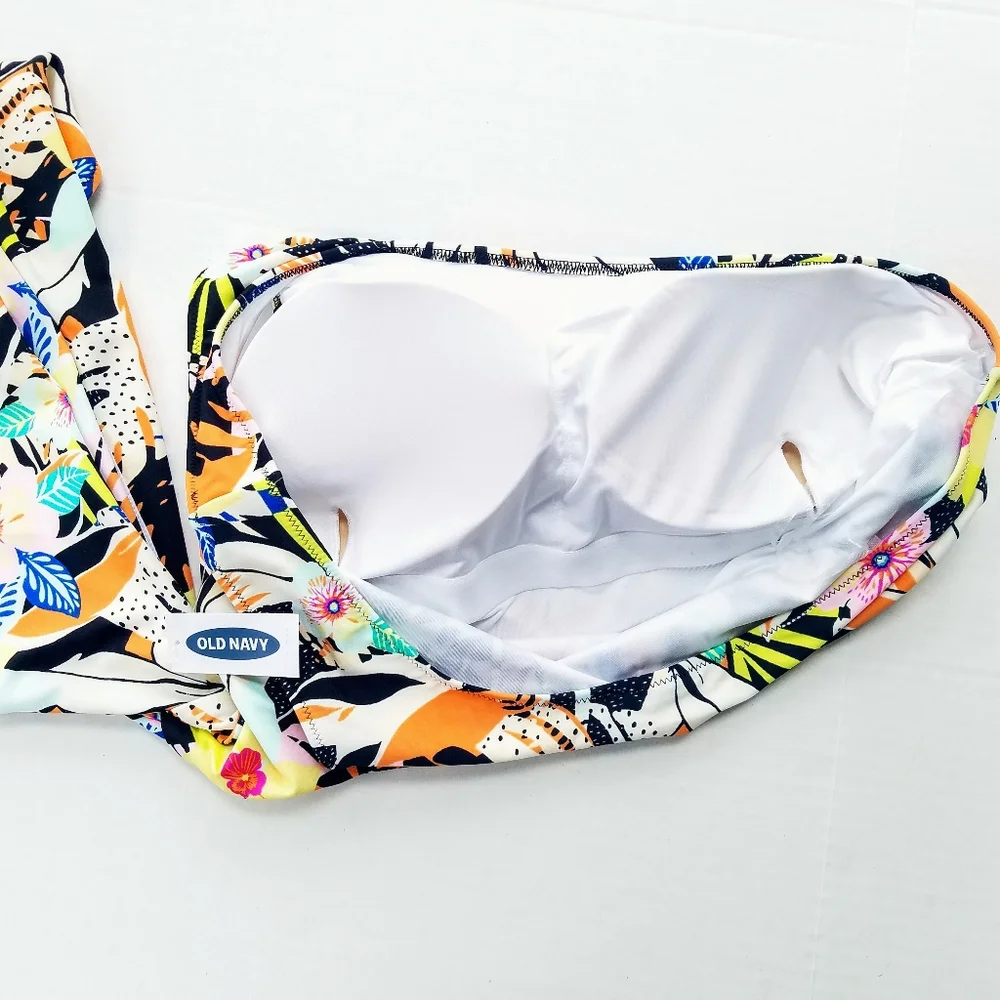Old Navy One-Shoulder Side-Cutout One-Piece Tropical Print Swimsuit Size XL - Picture 6 of 10